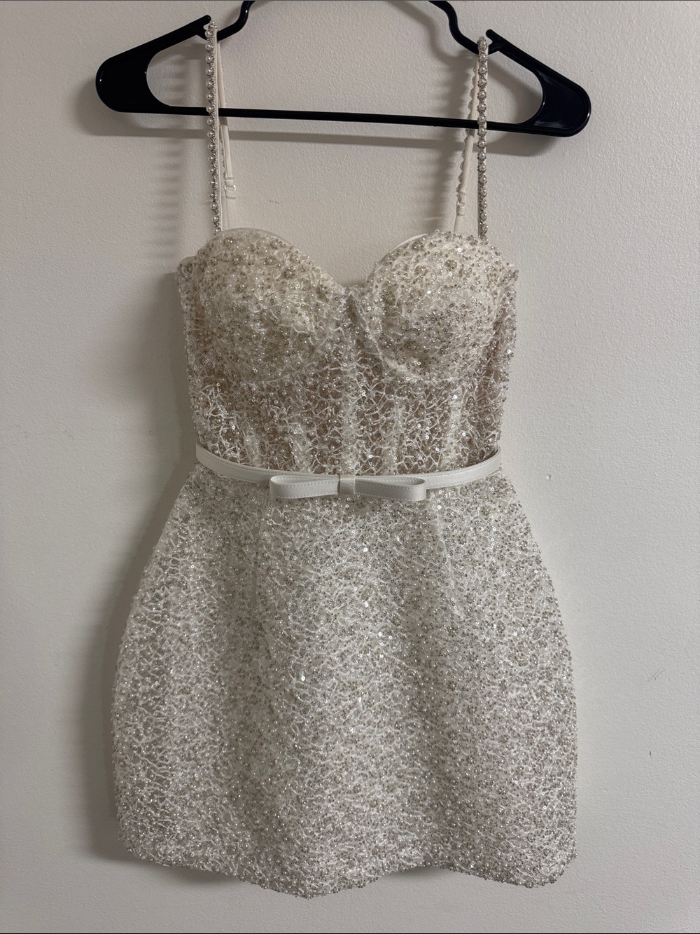 Nadine Merabi Alice White Dress Embellished Mini Dress Size XSmall